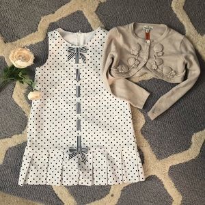 ❌SOLD Boutique polkadot dress and cardigan size 4T